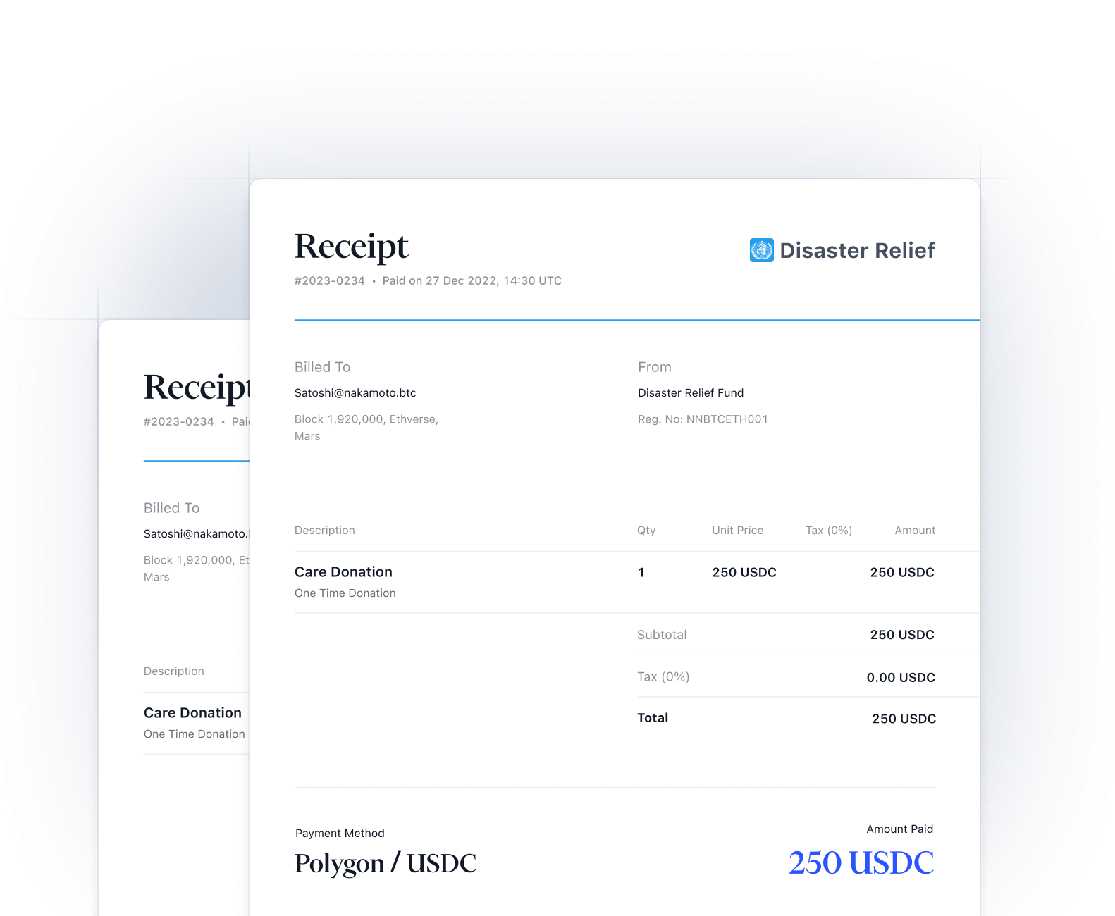 Automatic generate receipt for each donation