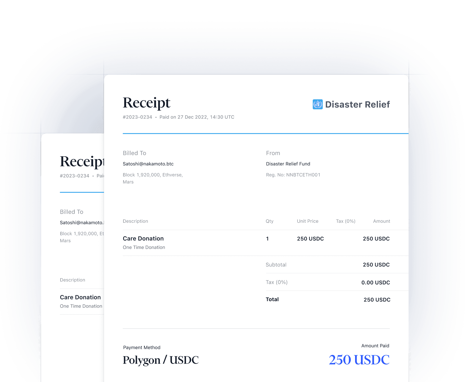 Automatic generate receipt for each donation